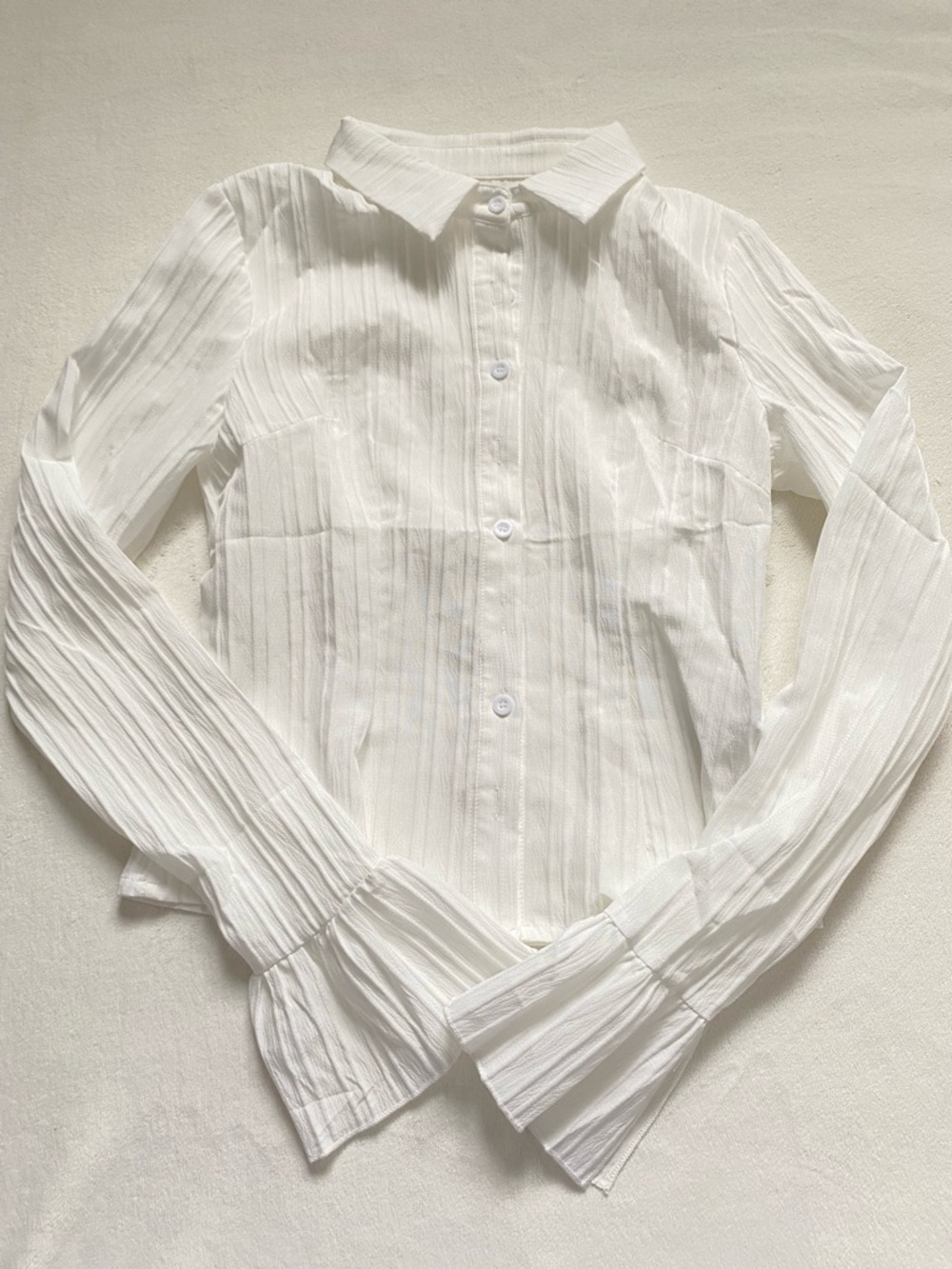 Crisp White Textured Button-Up Shirt